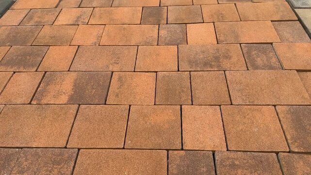 Interlocking pavers laid in a patterned walkway