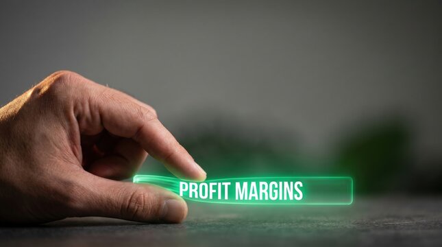 Stagflation risk - A hand presses a glowing holographic bar, visually representing financial margin pressure in a cinematic close-up.