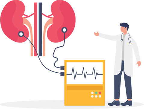 Specialist monitoring renal health function with medical device