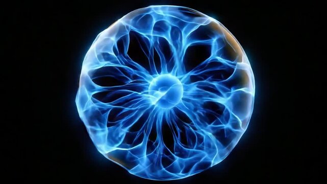 Mysterious Plasma Orb: A mesmerizing plasma orb pulses with ethereal blue energy, its intricate internal structure radiating an aura of scientific wonder and technological advancement.