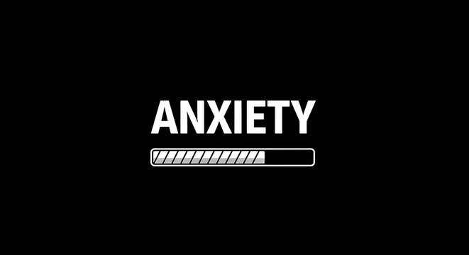 A loading bar graphic with the word ANXIETY above it, symbolizing the feeling of impending dread or overwhelming stress.