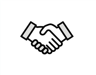 Fototapeta premium handshake icon vector illustration on white background, simple design, minimalistic style, monochrome outline. the concept of an un formal handshake symbolizing business or personalited packed partner