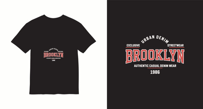 Brooklyn urban denim streetwear authentic casual wear 1986 t-shirt design.