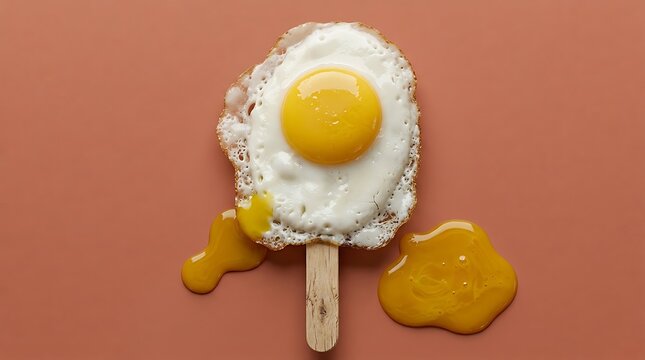 Es Krim Telur Mata Sapi di Kayu Gambar Makanan Manis dan Unik untuk Penampilan Lezat dan Ceria