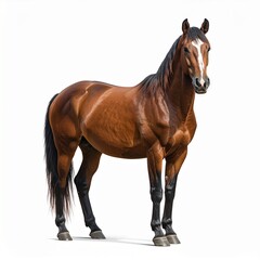 Obraz premium Majestic brown horse standing confidently on white background