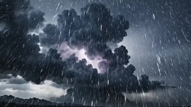 Dramatic stormy weather with heavy rain.