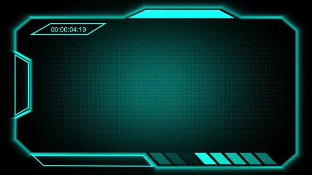 Advanced digital security interface frame with time code display. Advanced digital security interface frame blue light. Advanced digital security interface frame production.