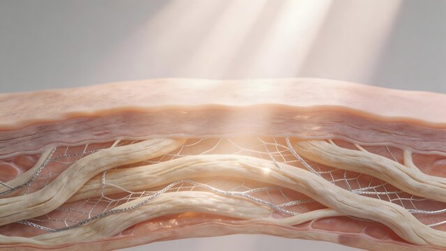 Cross section of human skin tissue