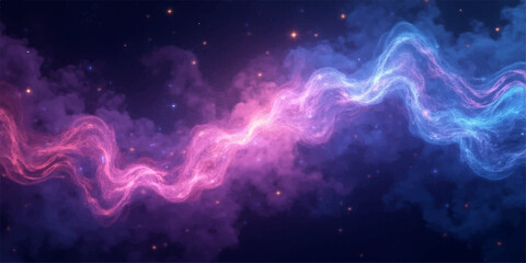 A deep blue nebula clouds an abstract light background where bright stars and fantasy cosmos light up the dark night of a vast outer space universe © Alpha Designs