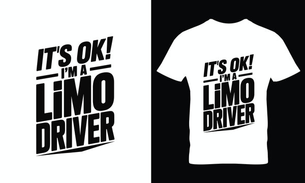 White t shirts with black limo driver text white shirt