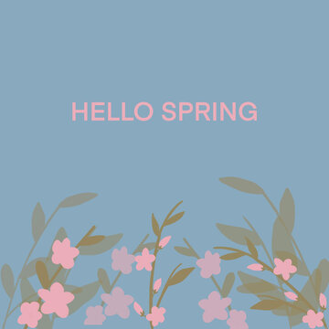 png cherry blossom poster with blue background