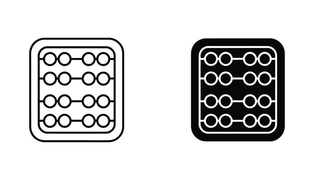 Modern abacus icon for mathematical calculation and educational tools in simple black and white vector design for school and business finance apps with clean grid lines and circular beads