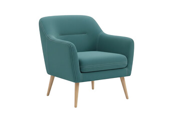 Fototapeta premium A green armchair with wooden legs and silver studs