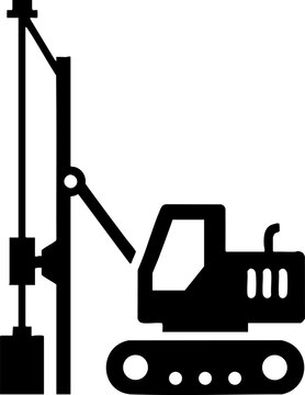 Construction pile driver machine icon for foundation works