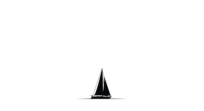 Minimalist sailboat illustration with a dark tone on transparent background silhouette