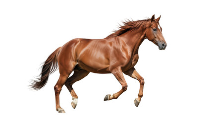 Fototapeta premium Chestnut Horse Running on Transparent Background .png