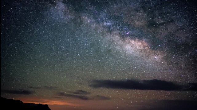 Milky Way Timelapse over La Palma Canary Islands just as Saharan Dust Calima Storm Arrives; Night Sky Astrophotography and Atmospheric Haze Phenomenon