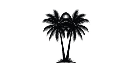 Two palm trees in black a tropical scene on transparent background silhouette © MDEmon