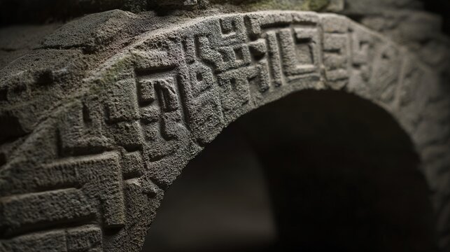 keystone. Ancient stone arch bridge keystone with intricate weathered carvings. real-estate listings, architecture portfolios, designed for real-estate listing and luxury residence showcases.