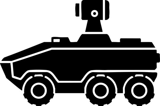 Armored military vehicle silhouette icon for defense and security