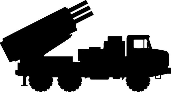 Military Multiple Launch Rocket System Truck Silhouette