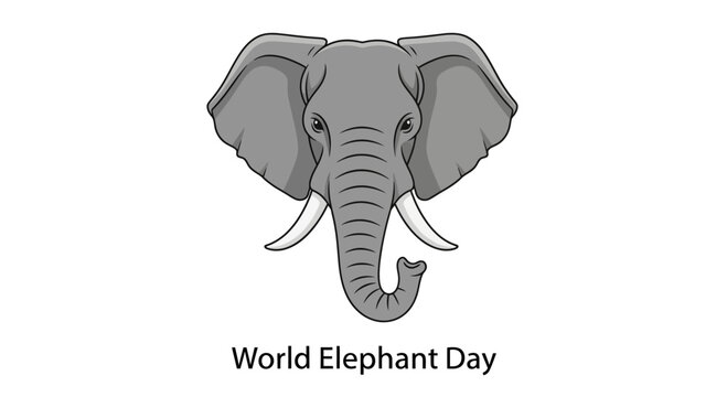 Graphic illustration of a majestic African elephant head for World Elephant Day.