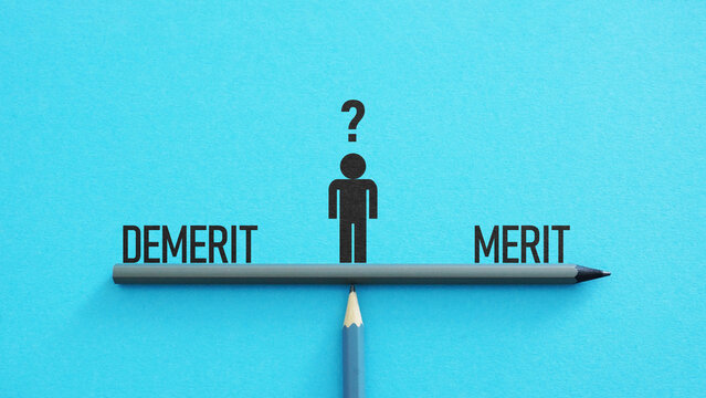 Merit and demerit concept with balance of advantages and disadvantages, decision making process, pros and cons analysis, evaluation strategy, critical thinking, risk assessment and choice comparison