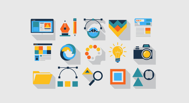 Collection of various design icons.