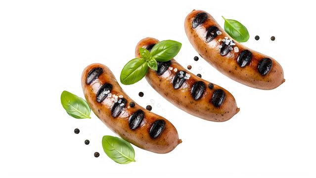 Three eels with herbs and spices on a white background isolated on transparent background