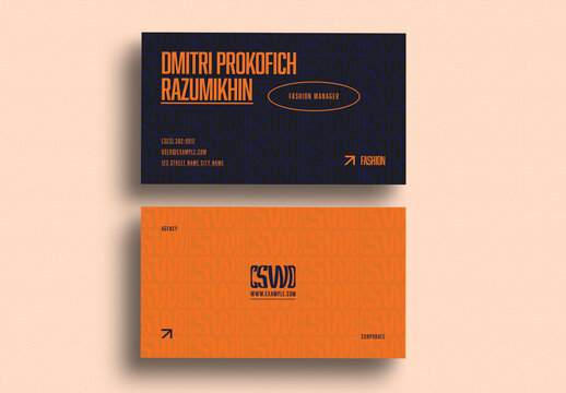 Creative Fashion Agency Business Card Template Bold Corporate Identity Layout