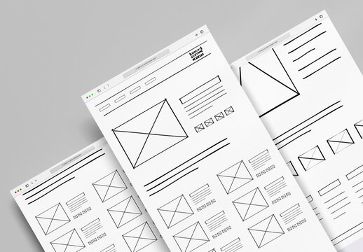Hand Drawn Website Wireframe Template Sketch User Interface Layout Design