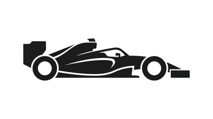 Obraz premium Streamlined formula racing car silhouette against white background vector illustration