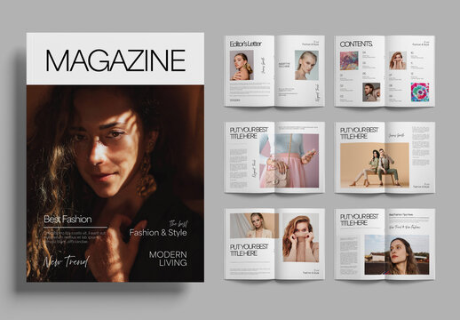 Modern Editorial Magazine Template with Clean Fashion Layout