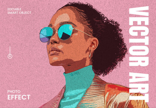 Vector Art Photo Effect Mockup