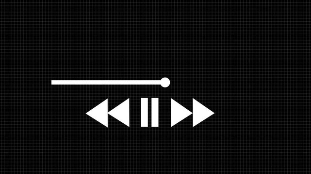 
Audio or video player interface icon animation of media app . Digital player monochrome progress bar for video or audio and black background. 