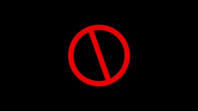 A bold ban icon featuring a circle with a diagonal slash, often shown in white to represent restriction, or denied access.