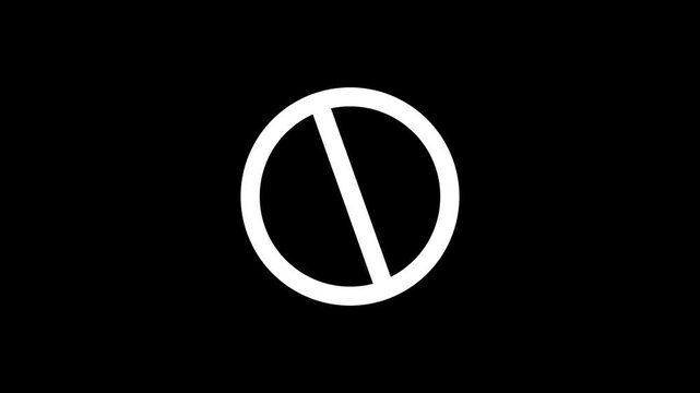 A bold ban icon featuring a circle with a diagonal slash, often shown in white to represent restriction, or denied access.