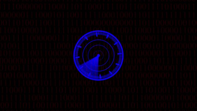  Radar screen scanning for targets with concentric circles and directional sweep. Radar screen scan signal navigation system. Futuristic digital interface technology tracking ... 