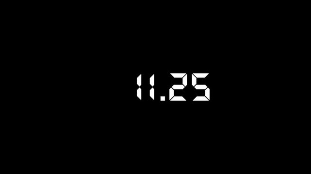 Digital running number and countdown one minute. Stopwatch 30 minute.
 Motion graphic design and technology digital.