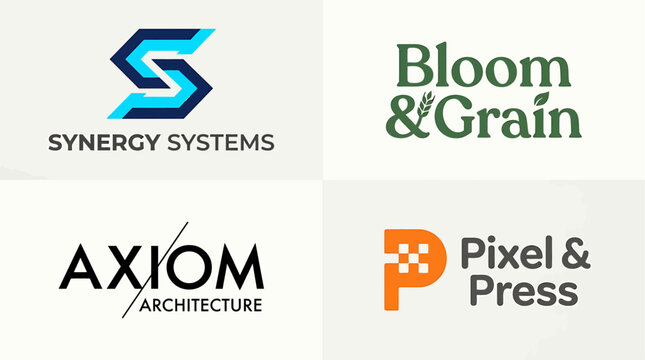 Logo Collection: A selection of versatile logo designs representing diverse businesses. Each logo exhibits unique styles and concepts, ready for branding purposes.