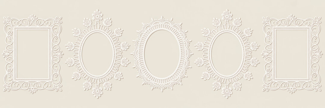Elegant vintage floral frame with a lace border and retro ornament design for a wedding invitation vector greeting card