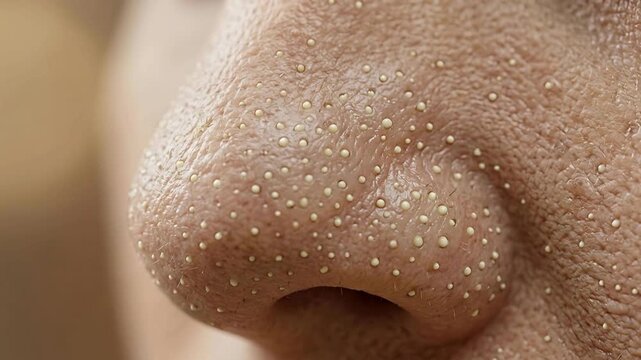 Extreme Close Up Of A Human Nose With Prominent Blackheads And Pores Showing Skin Texture In Soft Natural Lighting