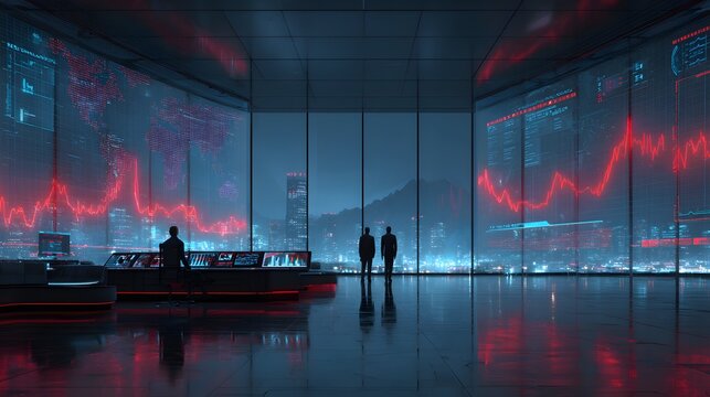 Cybersecurity threat monitoring dashboard pulses with urgent energy as experts tense amidst neon glow