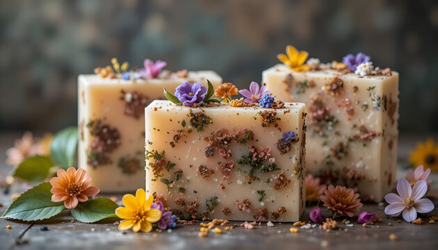 Natural Handmade Soap Bars with Herbs and Flowers &ndash; Organic Skincare Products