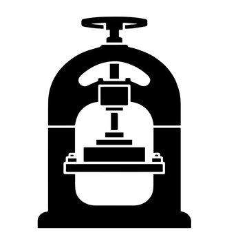 Screw Press Mechanical Hand Tool Silhouette Vector Illustration Vintage Laboratory Equipment Icon Design for Science Research and Industrial Workshops Template