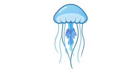 jellyfish, blue, ocean, sea, marine, aquatic, creature, underwater, tentacles, animal, water, float, soft, nature, design, illustration, cute © mrpixel