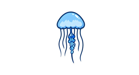 blue jellyfish, ocean creature, marine animal, underwater life, sea jellyfish, aquatic animal, cartoon jellyfish, floating jellyfish, jellyfish illustration, ocean life, sea creature, marine design, w © mrpixel