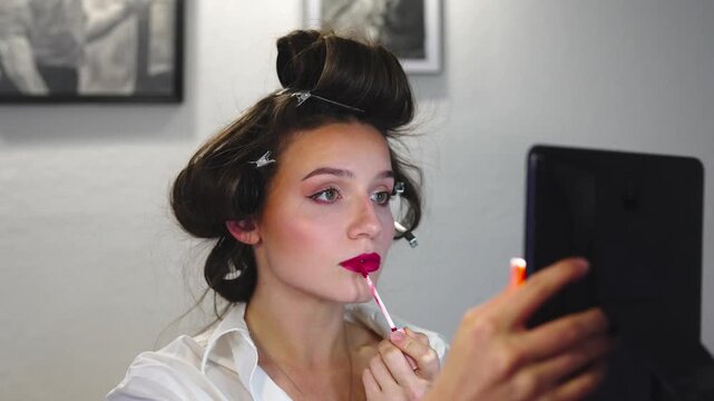 Indoor lifestyle clip featuring grooming and getting-ready process