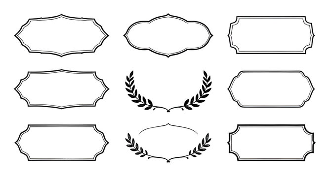 vintage frame collection, decorative border labels, elegant retro ornaments, classic badge templates, antique design elements, ornamental vintage frames, stylish decorative borders, old fashioned labe