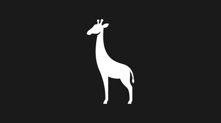 Fototapeta premium White giraffe silhouette against black background minimalist design